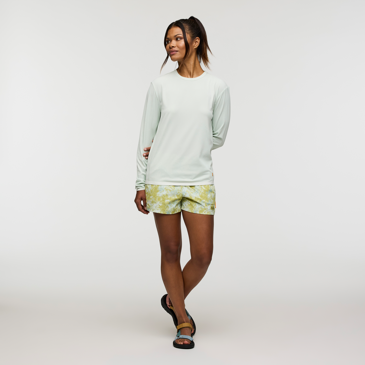 Sombra Long-Sleeve Sun Shirt, Foam, Model Nadine, shoppable