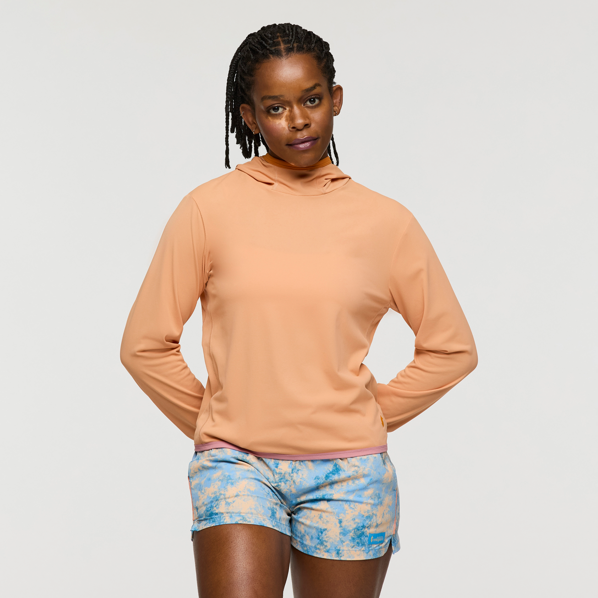 Sombra Sun Hoodie - Women's, Apricot, Model Nadine