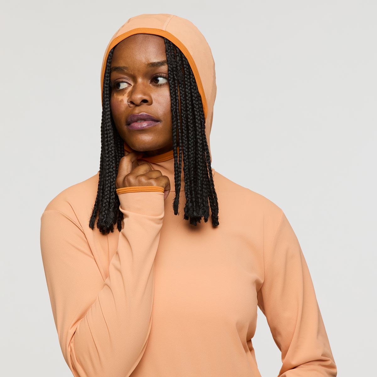 Sombra Sun Hoodie - Women's, Apricot, Model Nadine