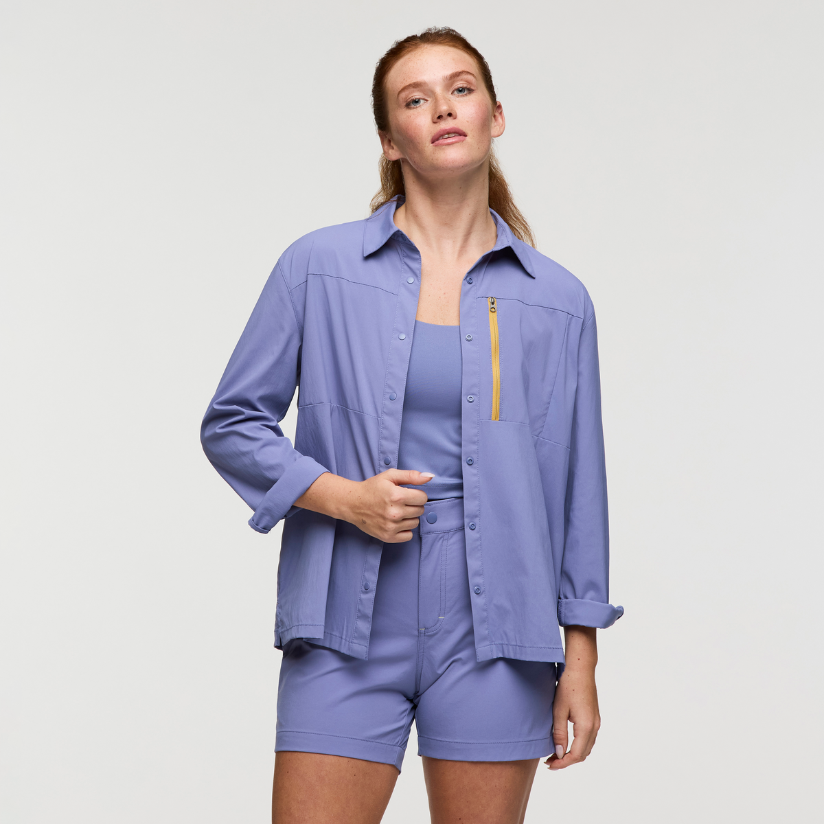 Sumaco Long-Sleeve Shirt - Women's, Blue Smoke, Model Caitlyn
