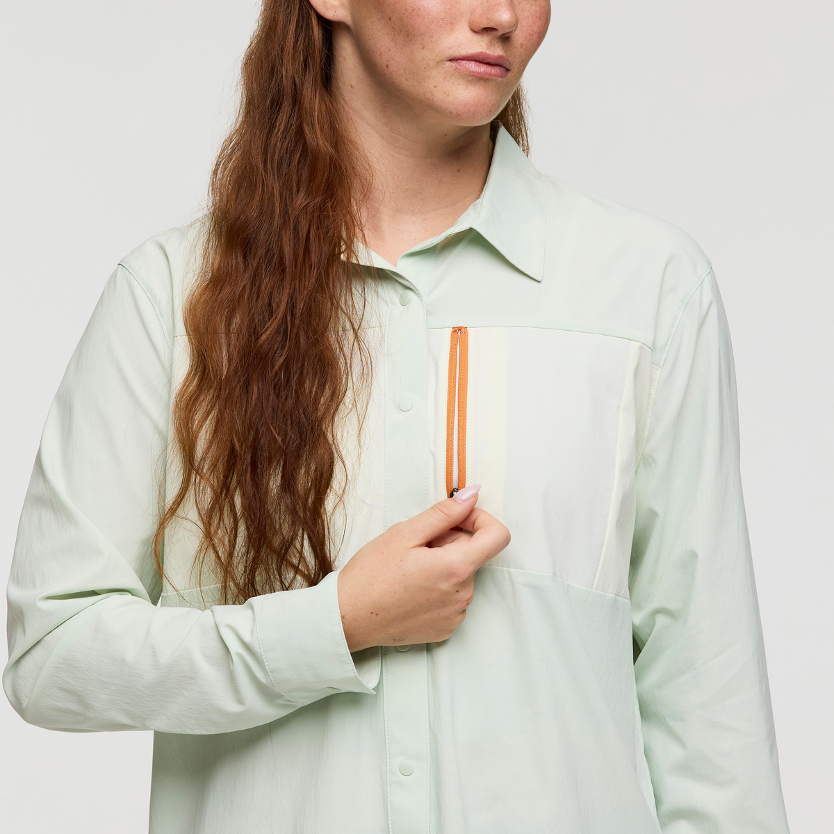 Sumaco Long-Sleeve Shirt - Women's, Foam/Dew, Model Caitlyn