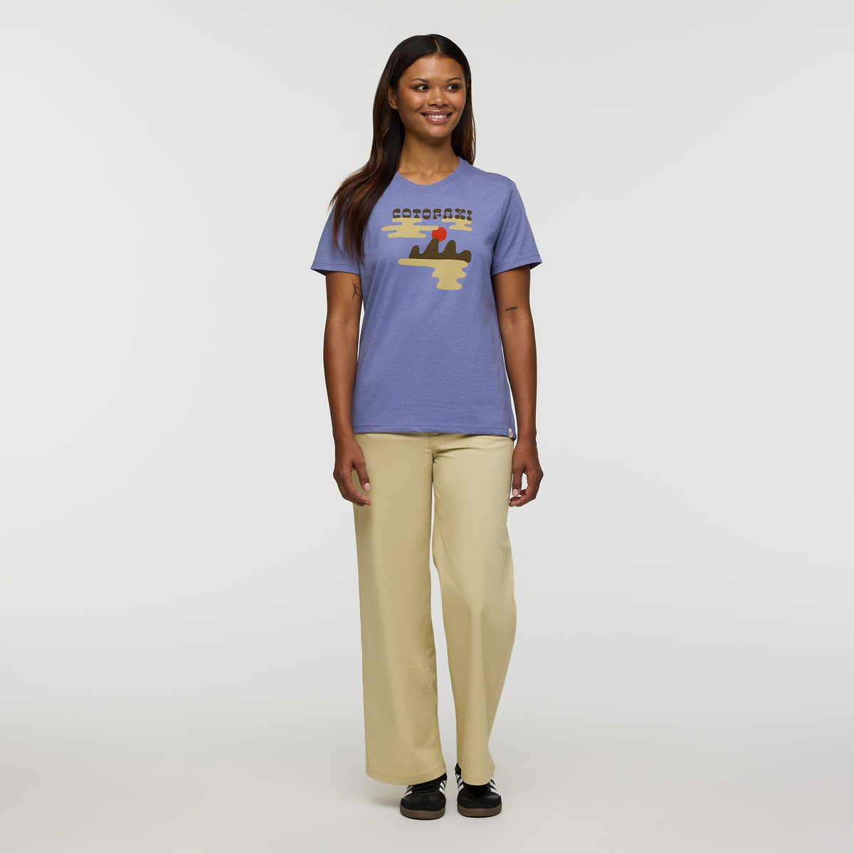Sunrise Lake T-Shirt - Women's, Blue Smoke, Model Jade