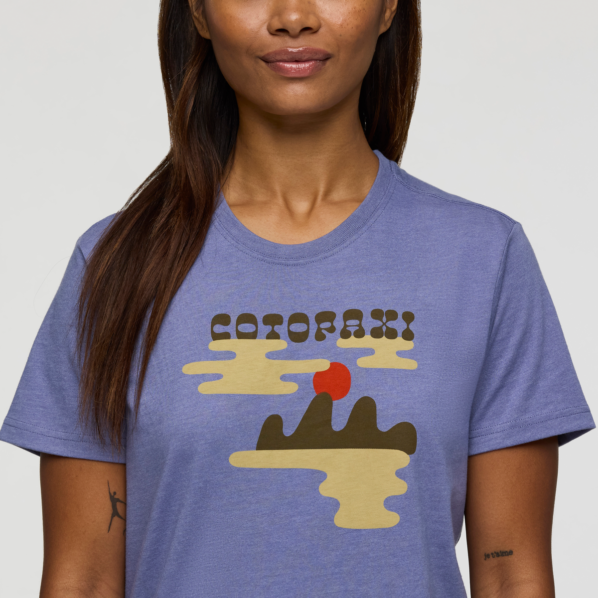 Sunrise Lake T-Shirt - Women's, Blue Smoke, Model Jade