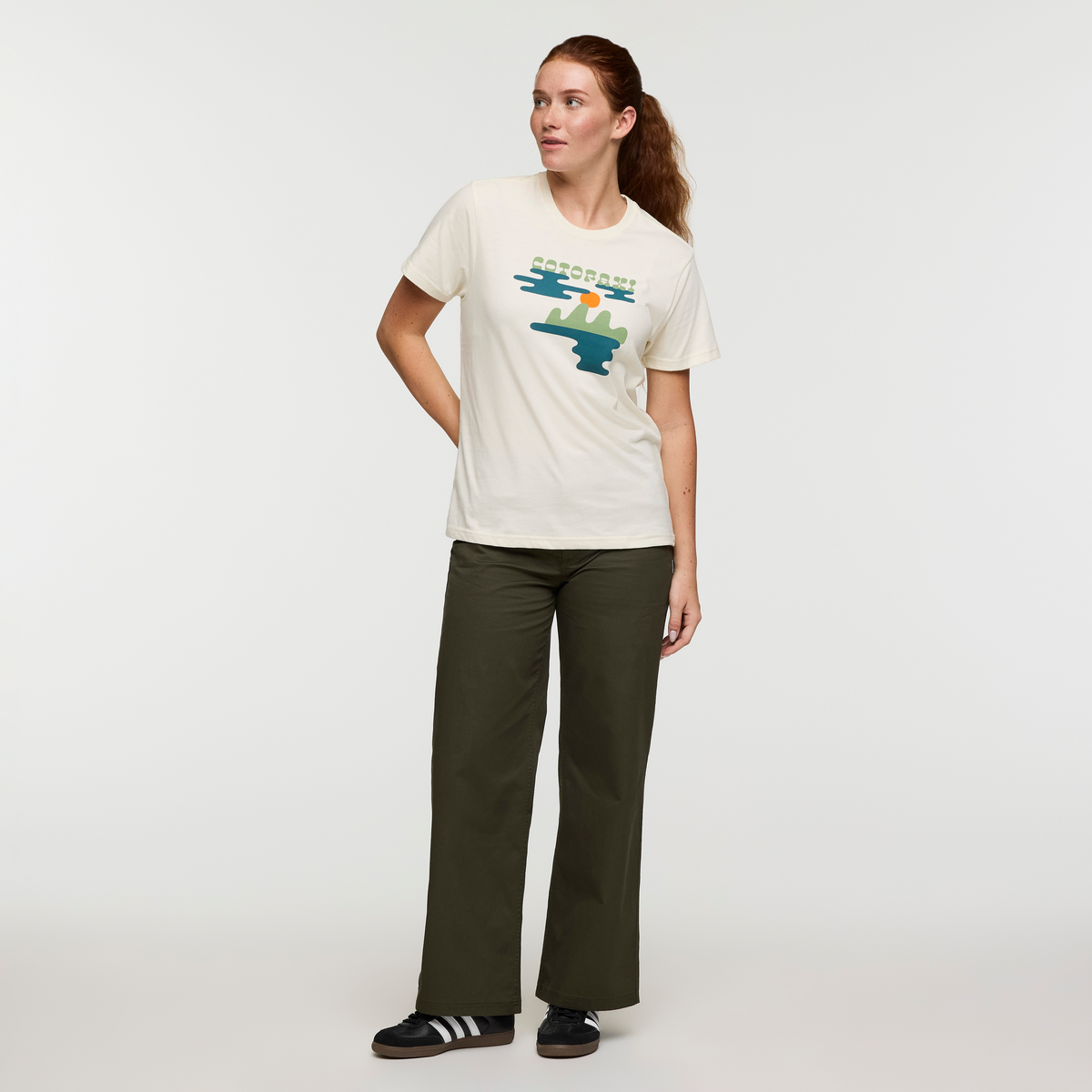 Sunrise Lake T-Shirt - Women's, Bone, Model Caitlyn