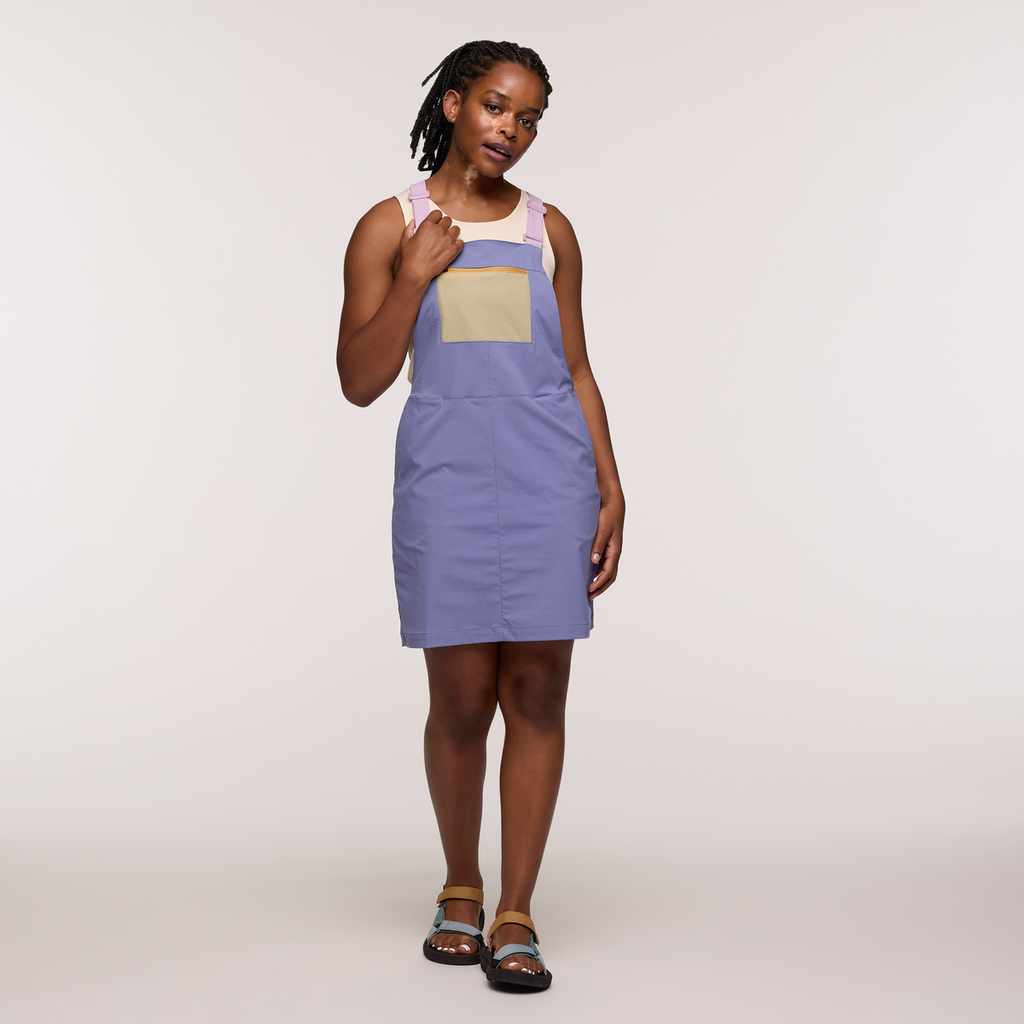 Tolima Overall Dress - Women's, Blue Smoke, Model Nadine