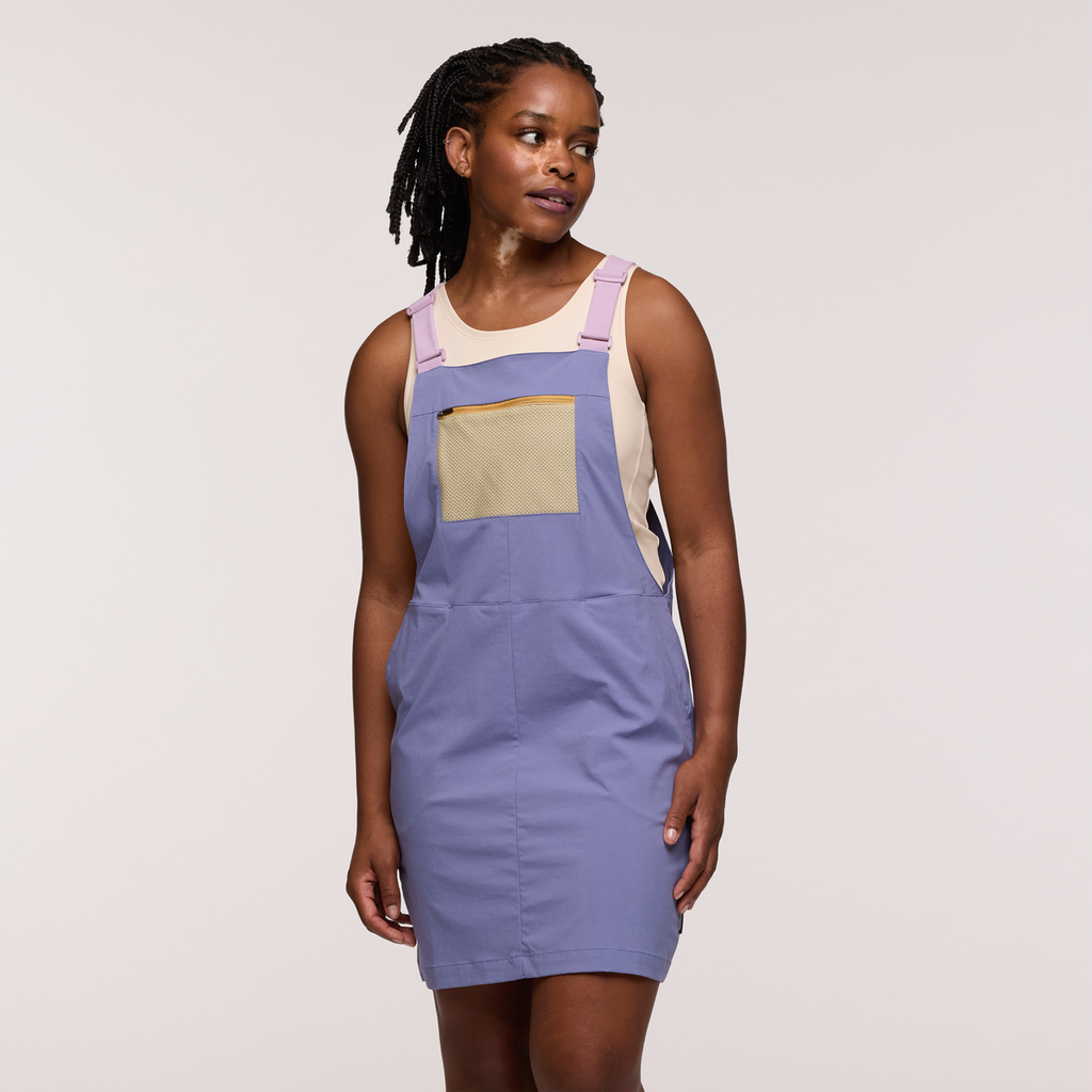 Tolima Overall Dress - Women's, Blue Smoke, Model Nadine