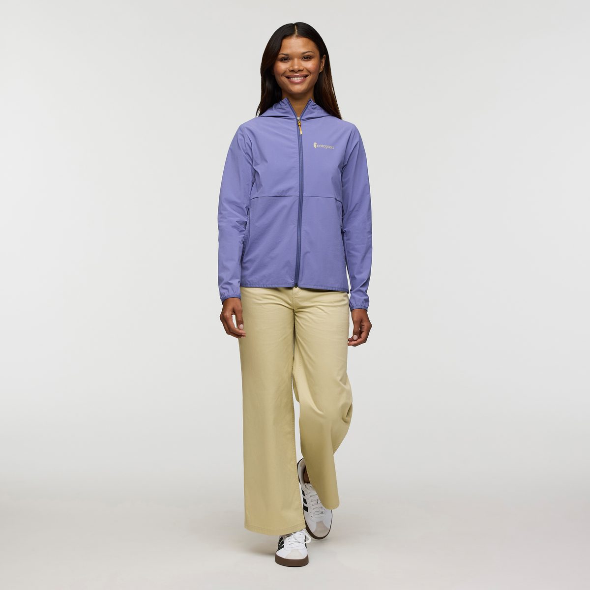 Vuelta Performance Windbreaker Jacket - Women's, Blue Smoke, Model Jade