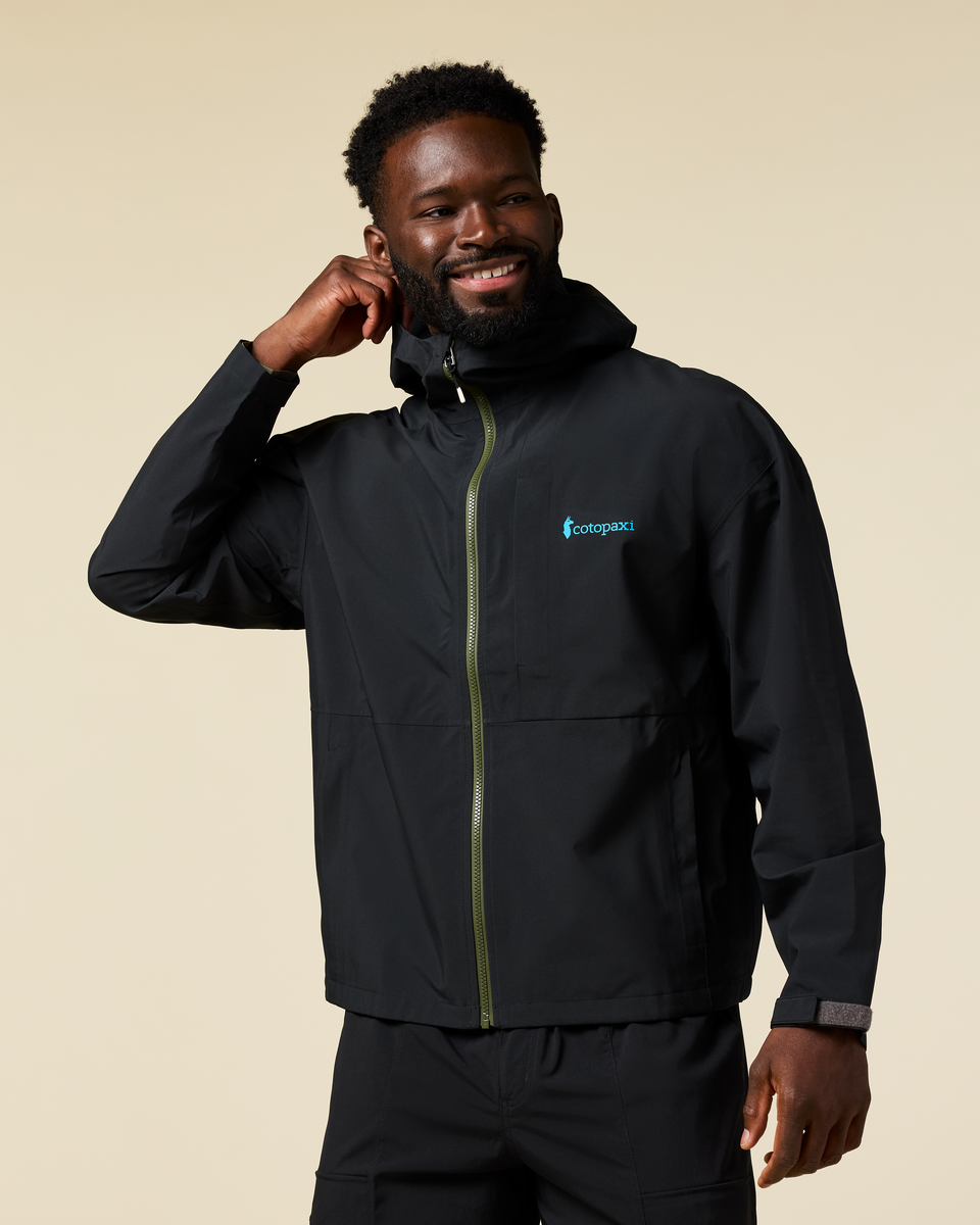 Cielo Rain Jacket - Men's, All Black, Model Kirk