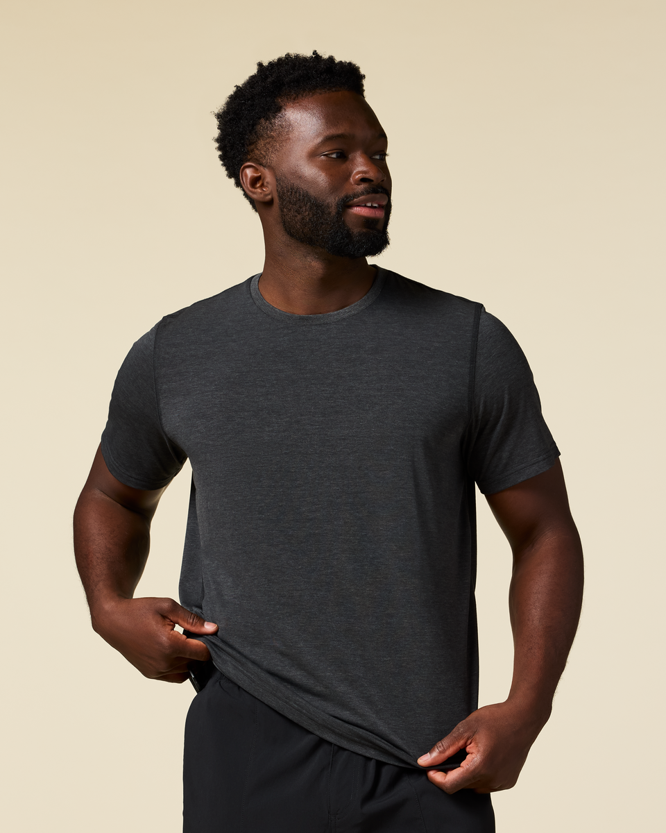Empaca Crew T-Shirt - Men's, Heather Black, Model Kirk