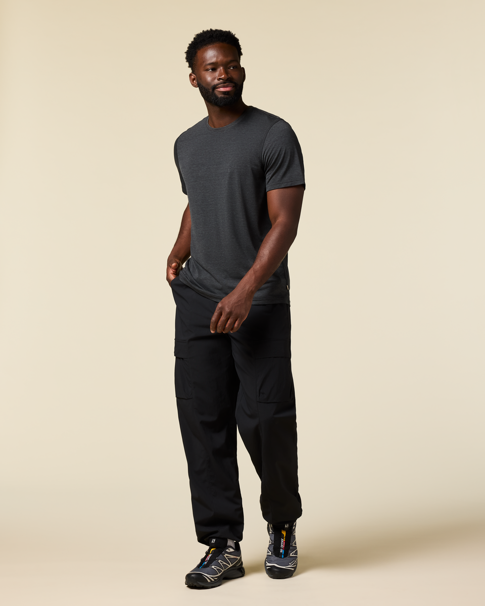 Empaca Crew T-Shirt - Men's, Heather Black, Model Kirk