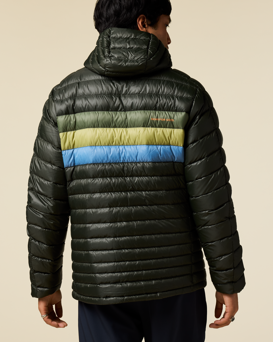 Fuego Down Hooded Jacket - Men's, Woods Stripes, Model Christian