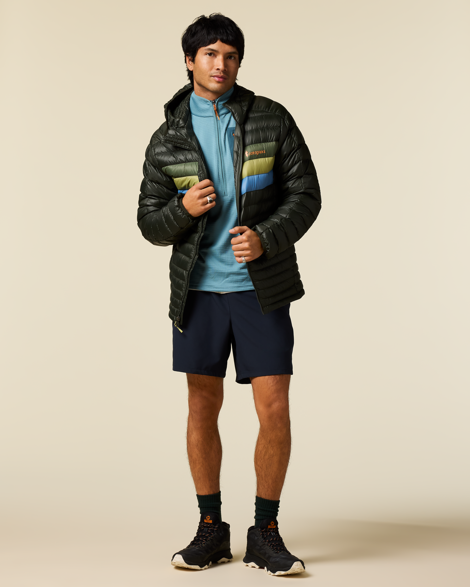 Fuego Down Hooded Jacket - Men's, Woods Stripes, Model Christian