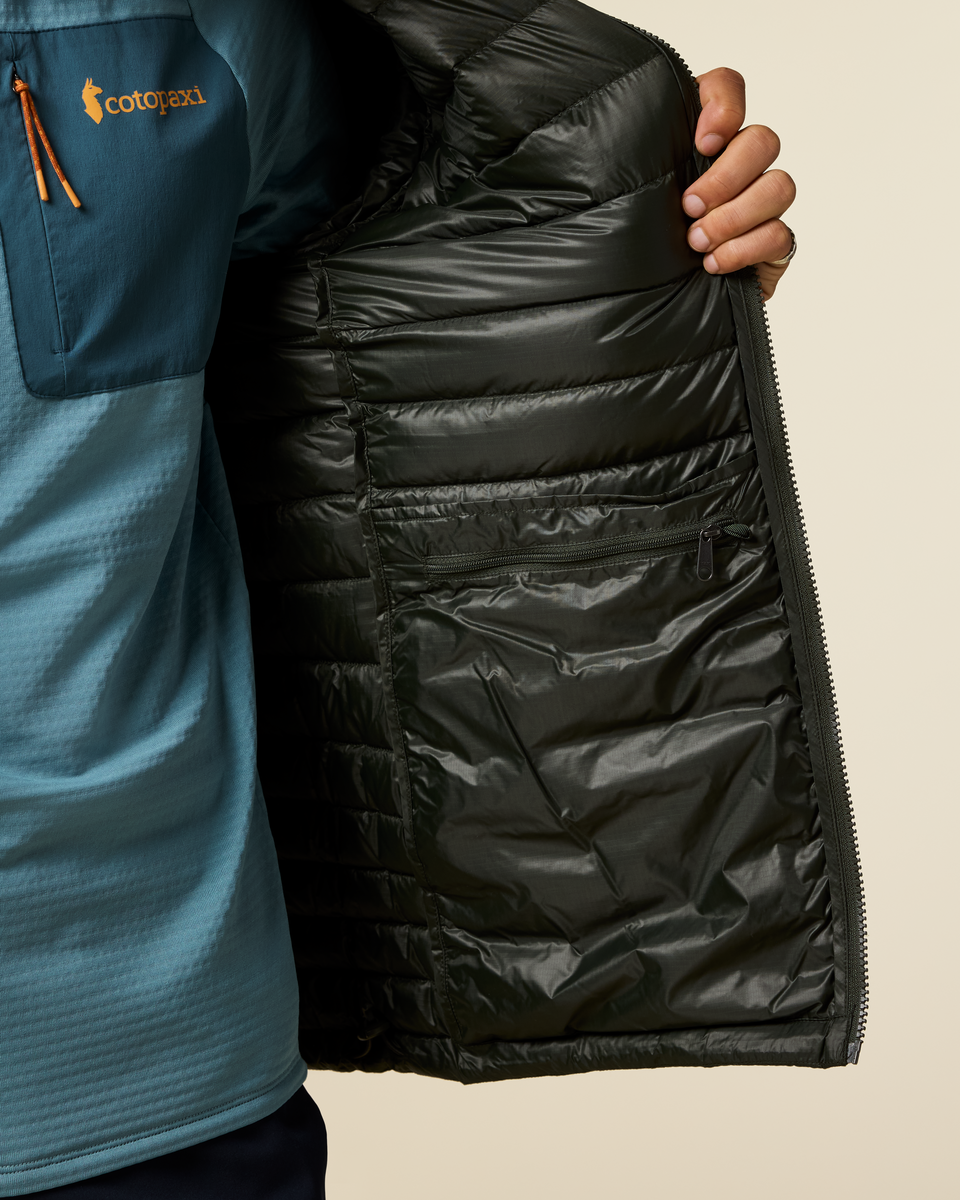 Fuego Down Hooded Jacket - Men's, Woods Stripes, Model Christian
