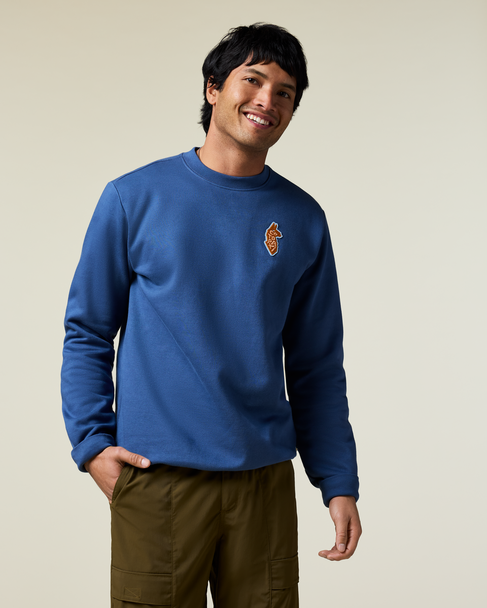 Lava Llama Crew Sweatshirt - Men's, Deep Sea, Model Christian