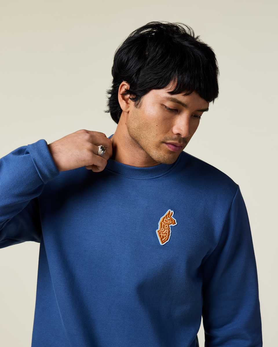 Lava Llama Crew Sweatshirt - Men's, Deep Sea, Model Christian