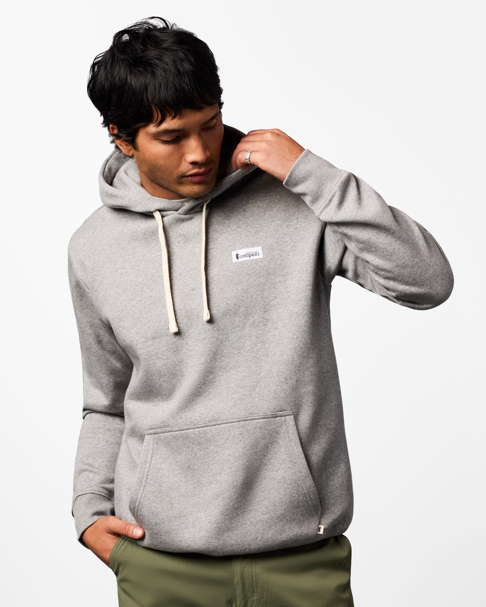 Llama Patch Pullover Hoodie - Men's, Heather Grey, Model Christian