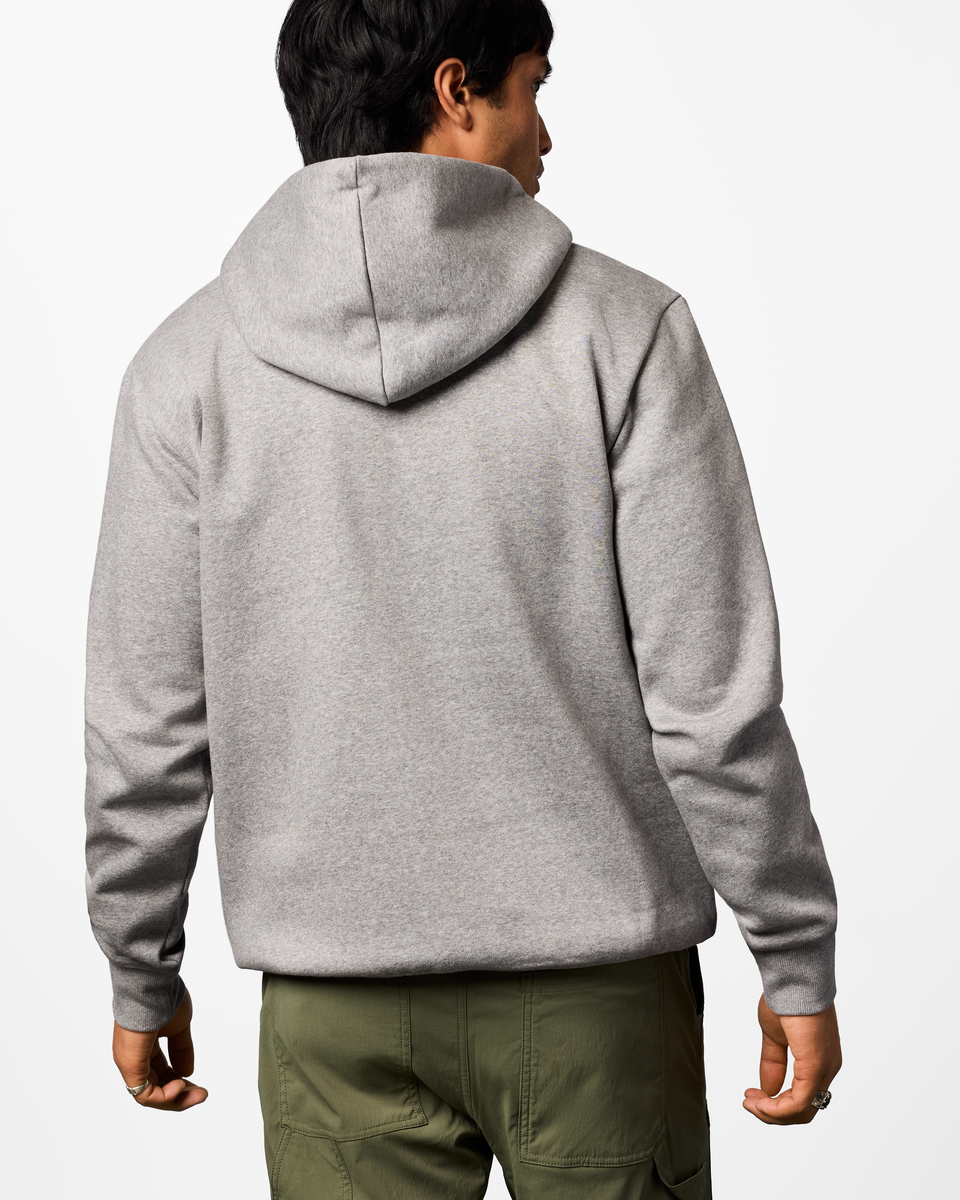 Llama Patch Pullover Hoodie - Men's, Heather Grey, Model Christian