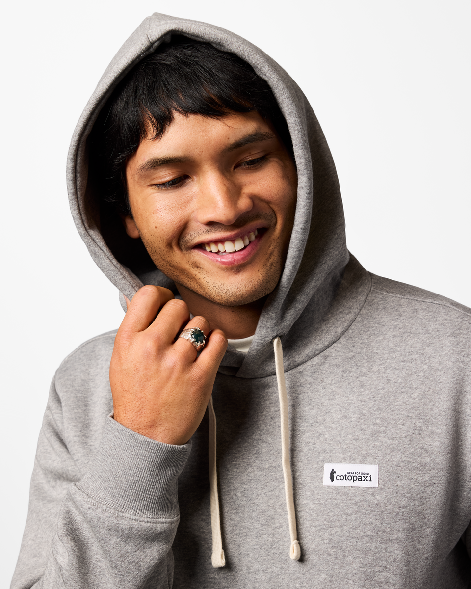 Llama Patch Pullover Hoodie - Men's, Heather Grey, Model Christian