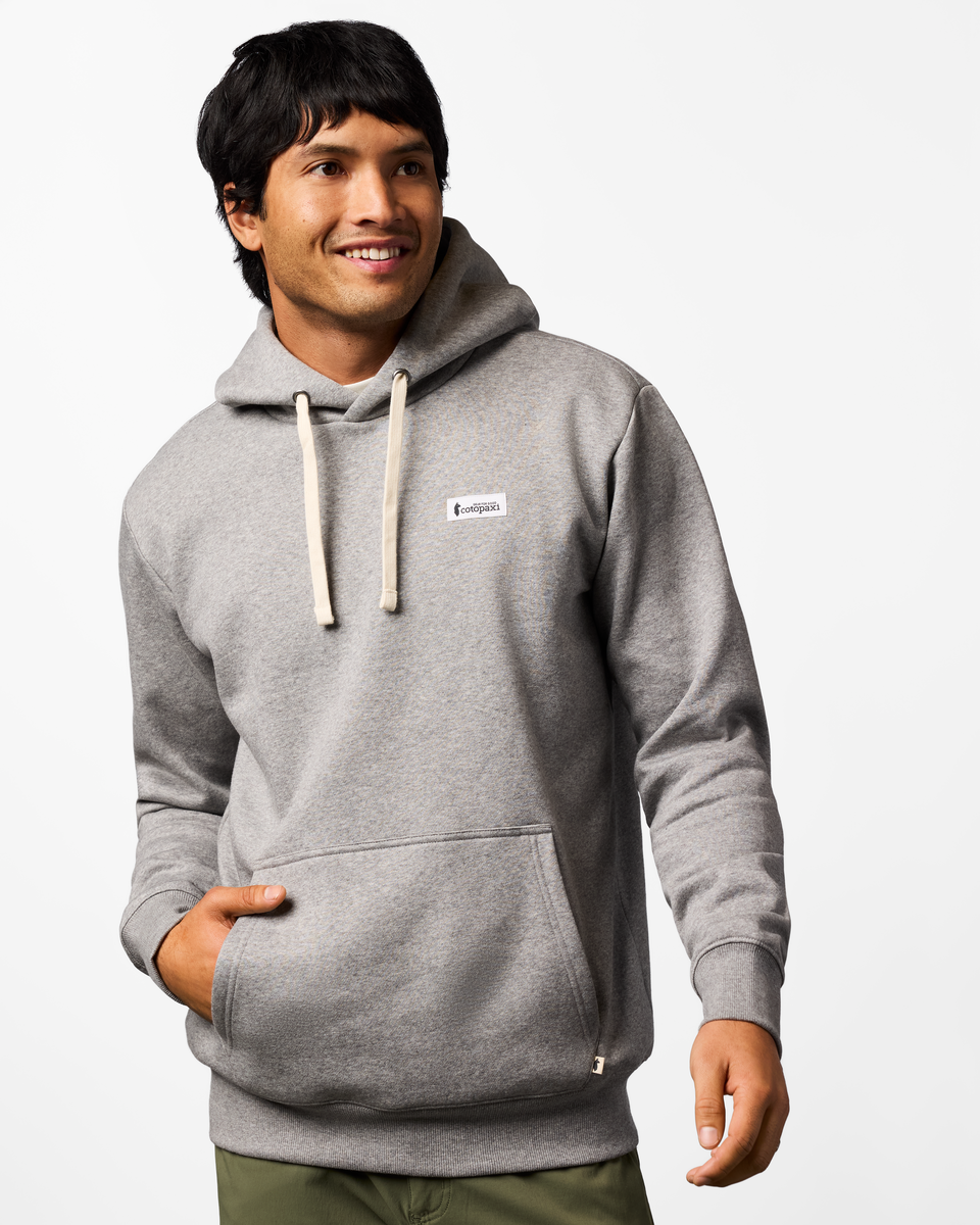 Llama Patch Pullover Hoodie - Men's, Heather Grey, Model Christian
