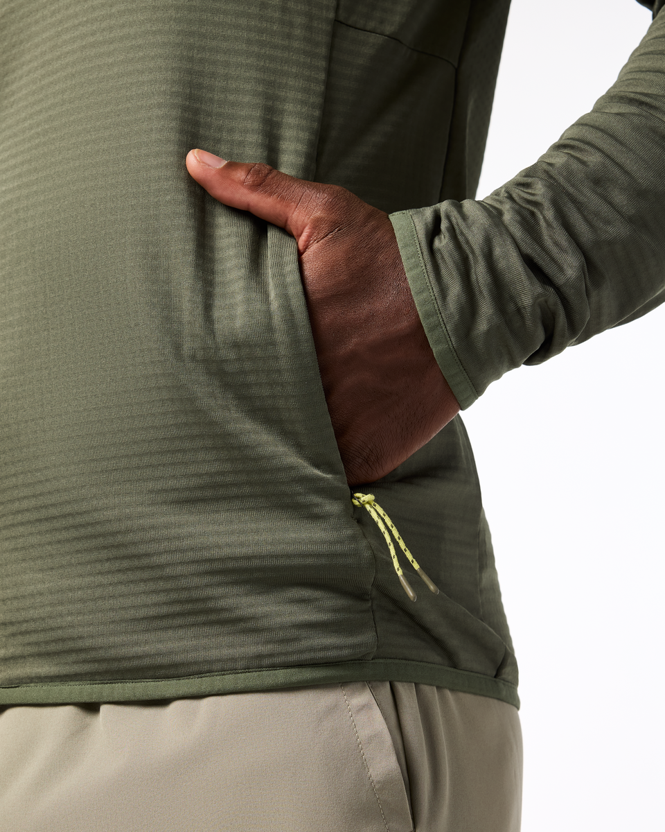 Otero Fleece Full-Zip Hooded Jacket - Men's, Fatigue, Model Kirk