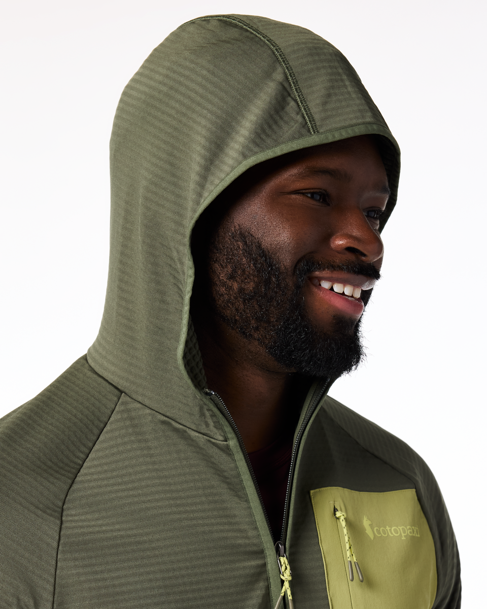 Otero Fleece Full-Zip Hooded Jacket - Men's, Fatigue, Model Kirk