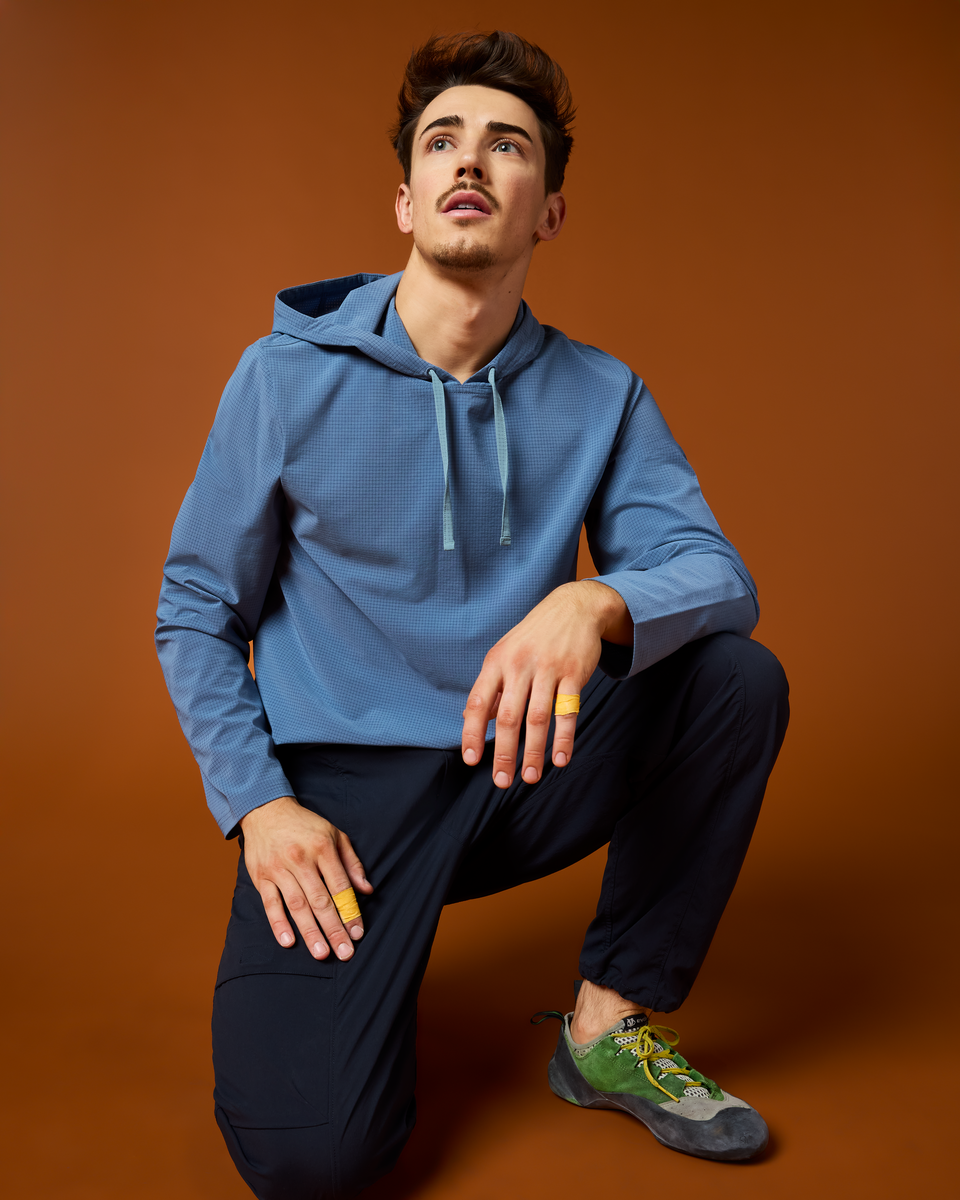Pulso Tech Hoodie - Men's, Steel Blue, Model Kellan
