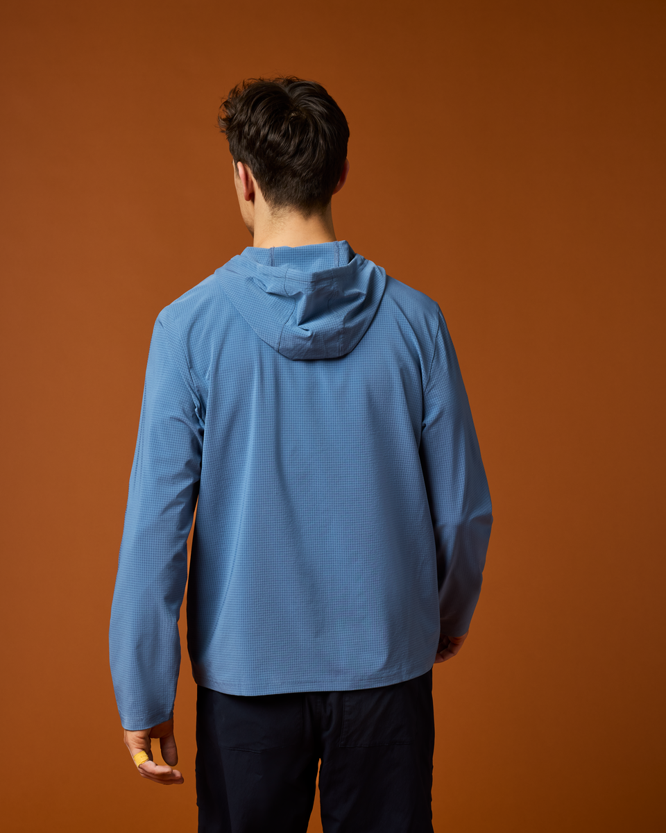 Pulso Tech Hoodie - Men's, Steel Blue, Model Kellan