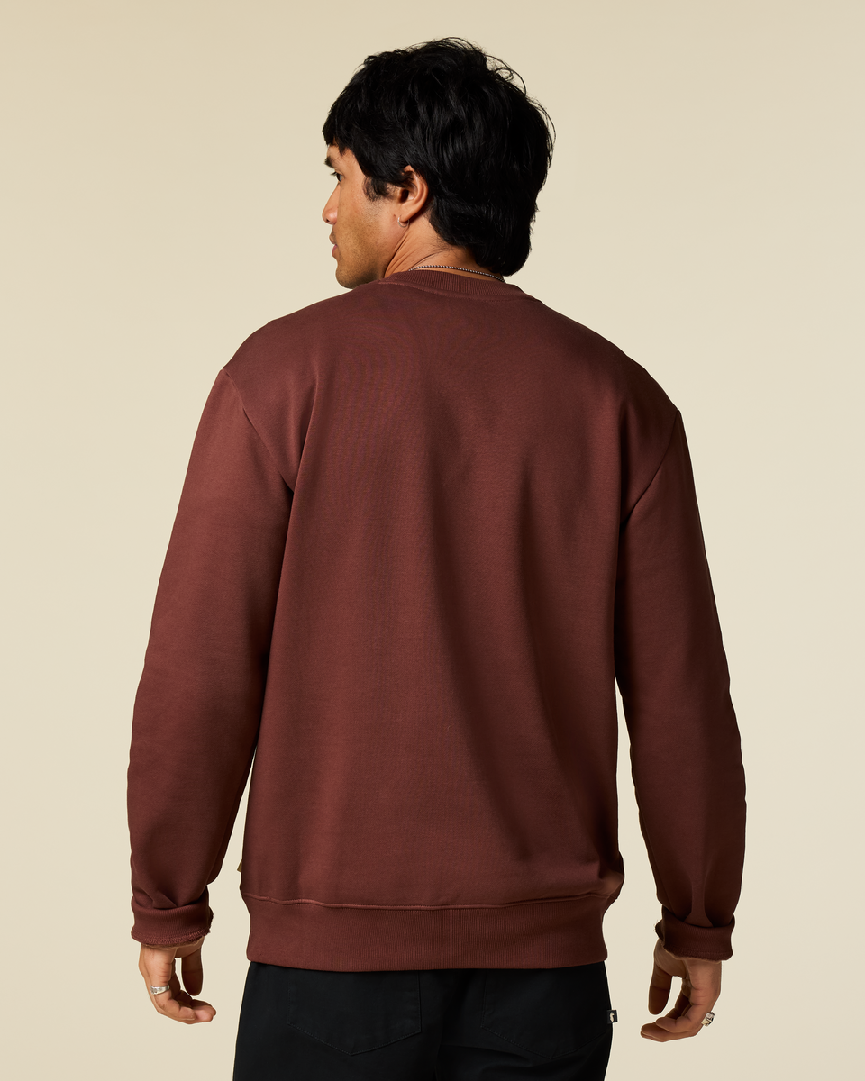 Trail To Sea Crew Sweatshirt - Men's, Sepia, Model Christian