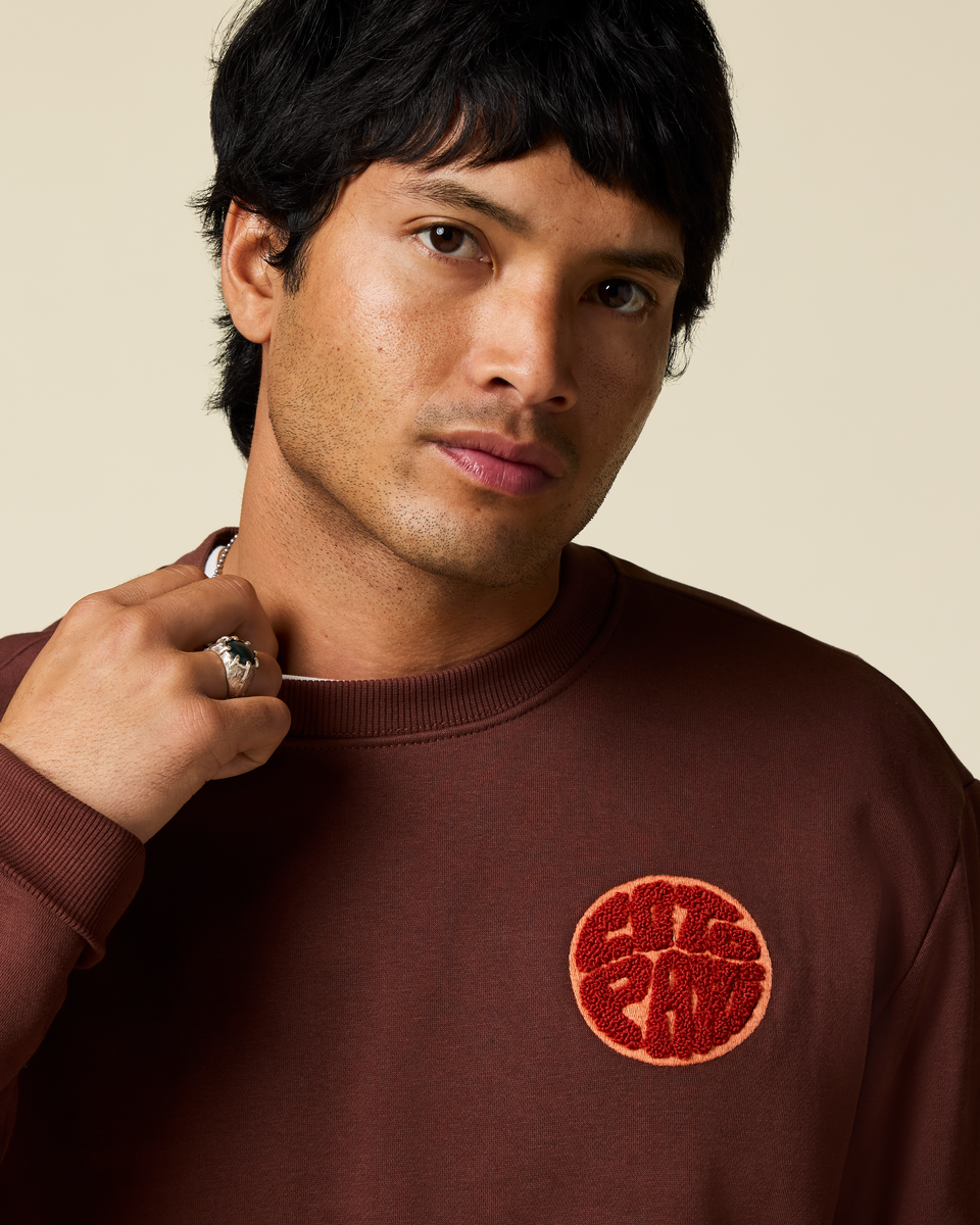 Trail To Sea Crew Sweatshirt - Men's, Sepia, Model Christian