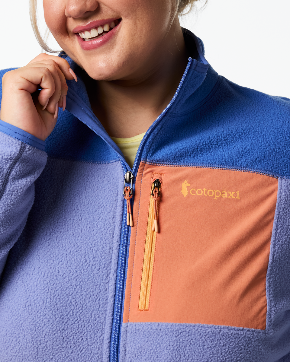 Abrazo Fleece Full-Zip Jacket - Women's, Azure/Aster, Model Jordy