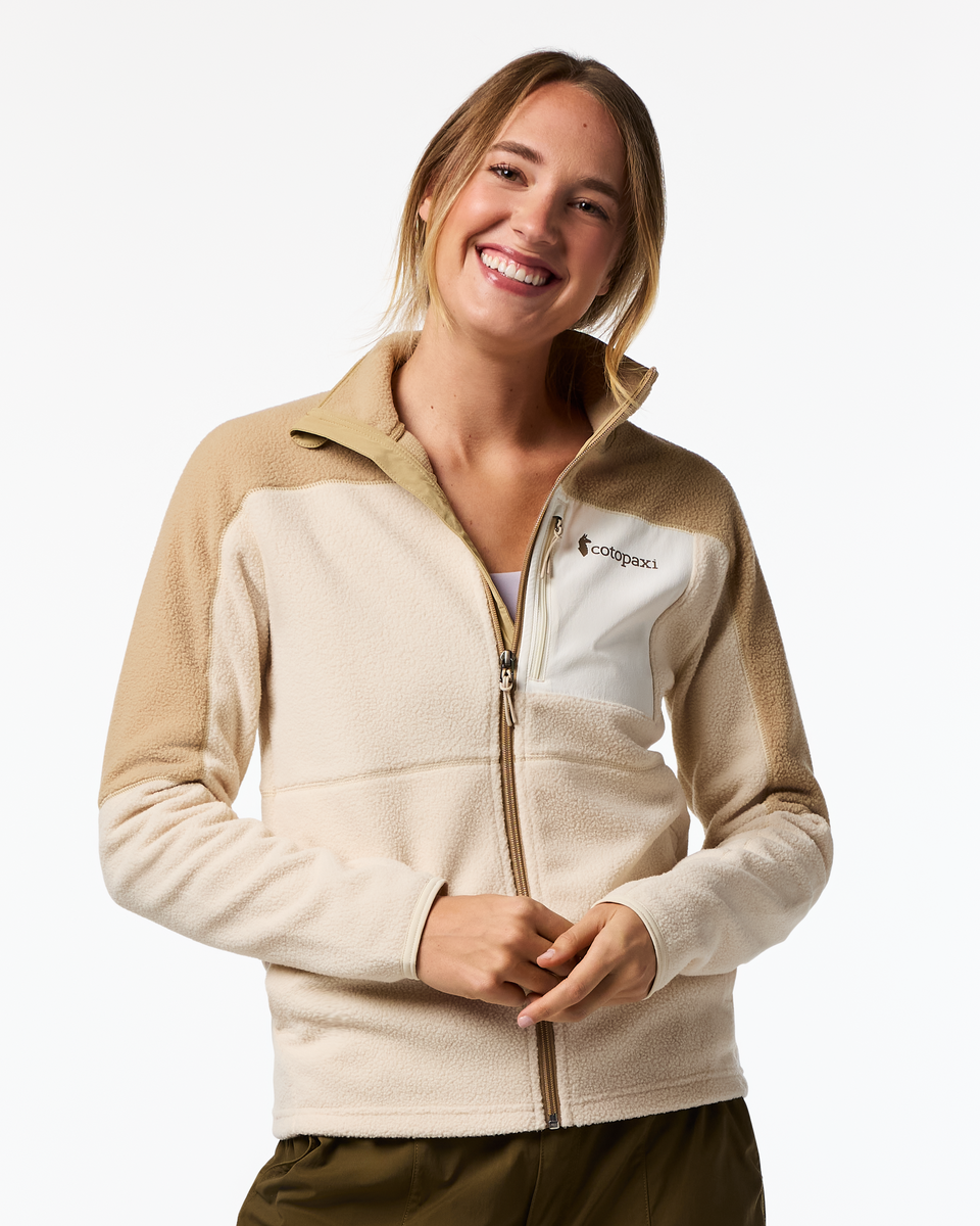 Abrazo Fleece Full-Zip Jacket - Women's, Khaki/Cream, Model Ellen