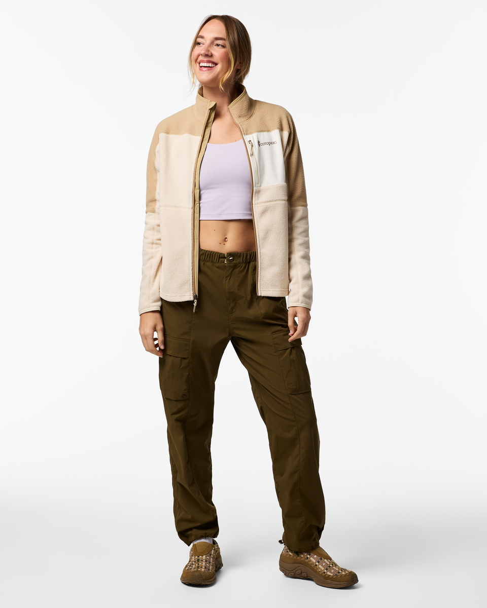 Abrazo Fleece Full-Zip Jacket - Women's, Khaki/Cream, Model Ellen