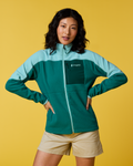 Abrazo Fleece Full-Zip Jacket - Women's, Tide Pool/Malachite, Model Tiff