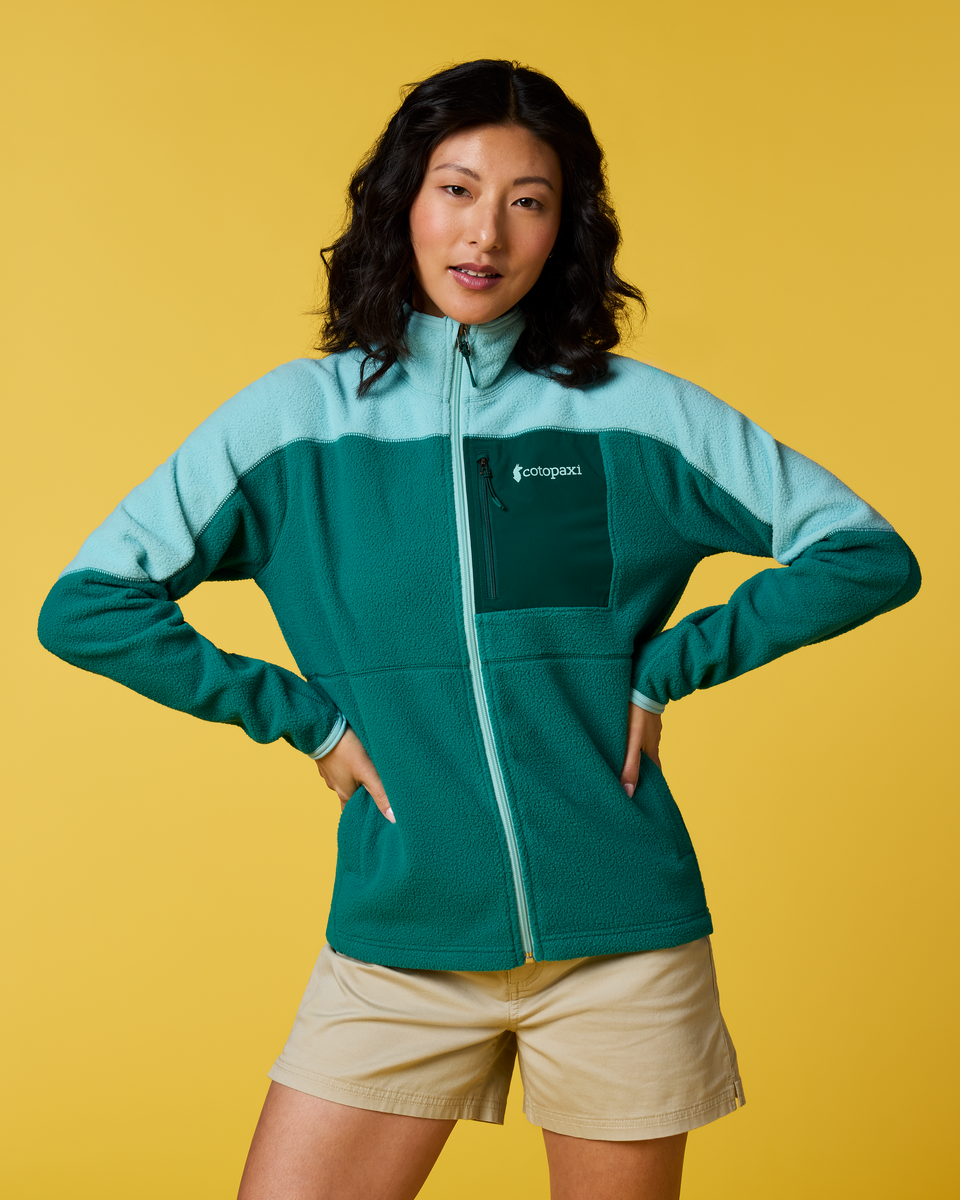 Abrazo Fleece Full-Zip Jacket - Women's, Tide Pool/Malachite, Model Tiff