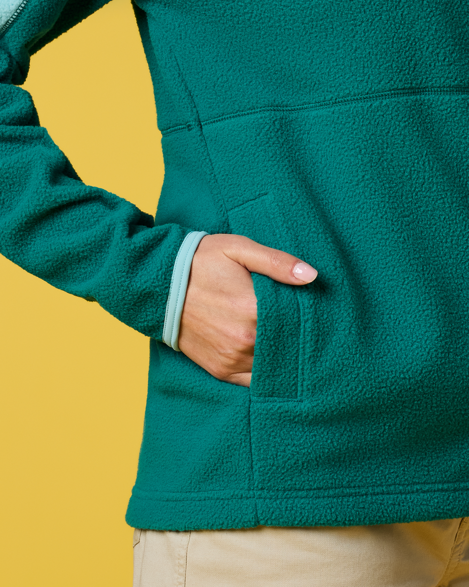 Abrazo Fleece Full-Zip Jacket - Women's, Tide Pool/Malachite, Model Tiff