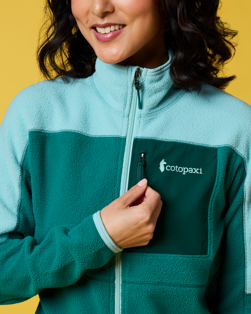 Abrazo Fleece Full-Zip Jacket - Women's, Tide Pool/Malachite, Model Tiff
