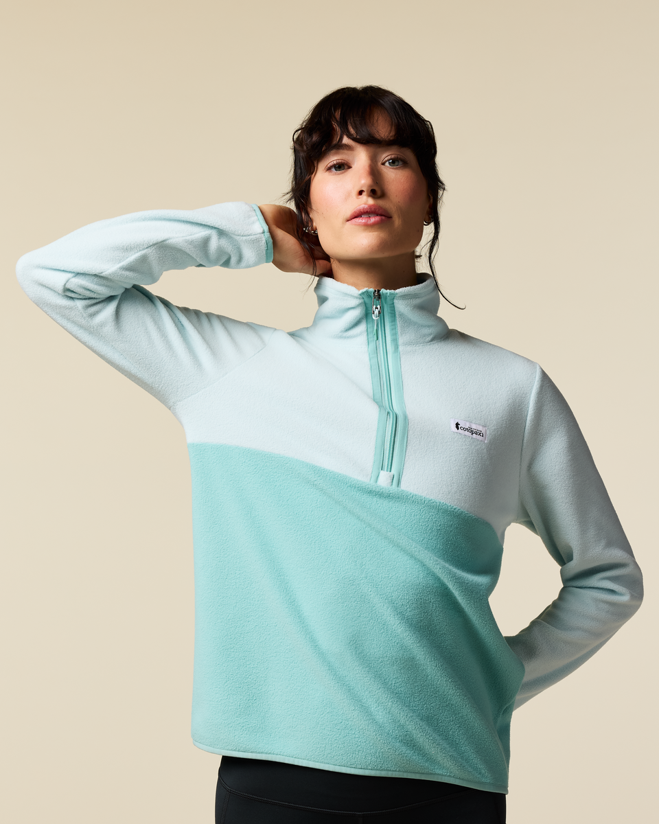 Amado Fleece Pullover - Women's, Surf/Tide Pool, Model Lola