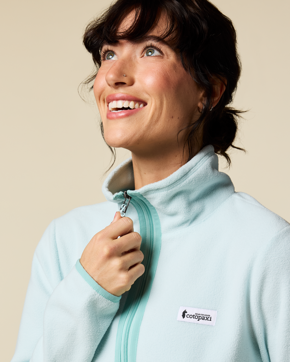 Amado Fleece Pullover - Women's, Surf/Tide Pool, Model Lola