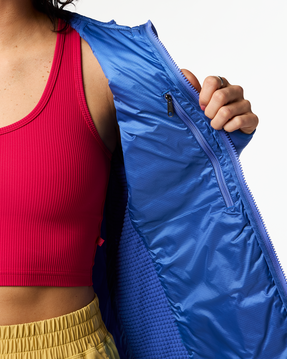 Capa Hybrid Insulated Hooded Jacket - Women's, Azure/Moonbeam, Model Lola