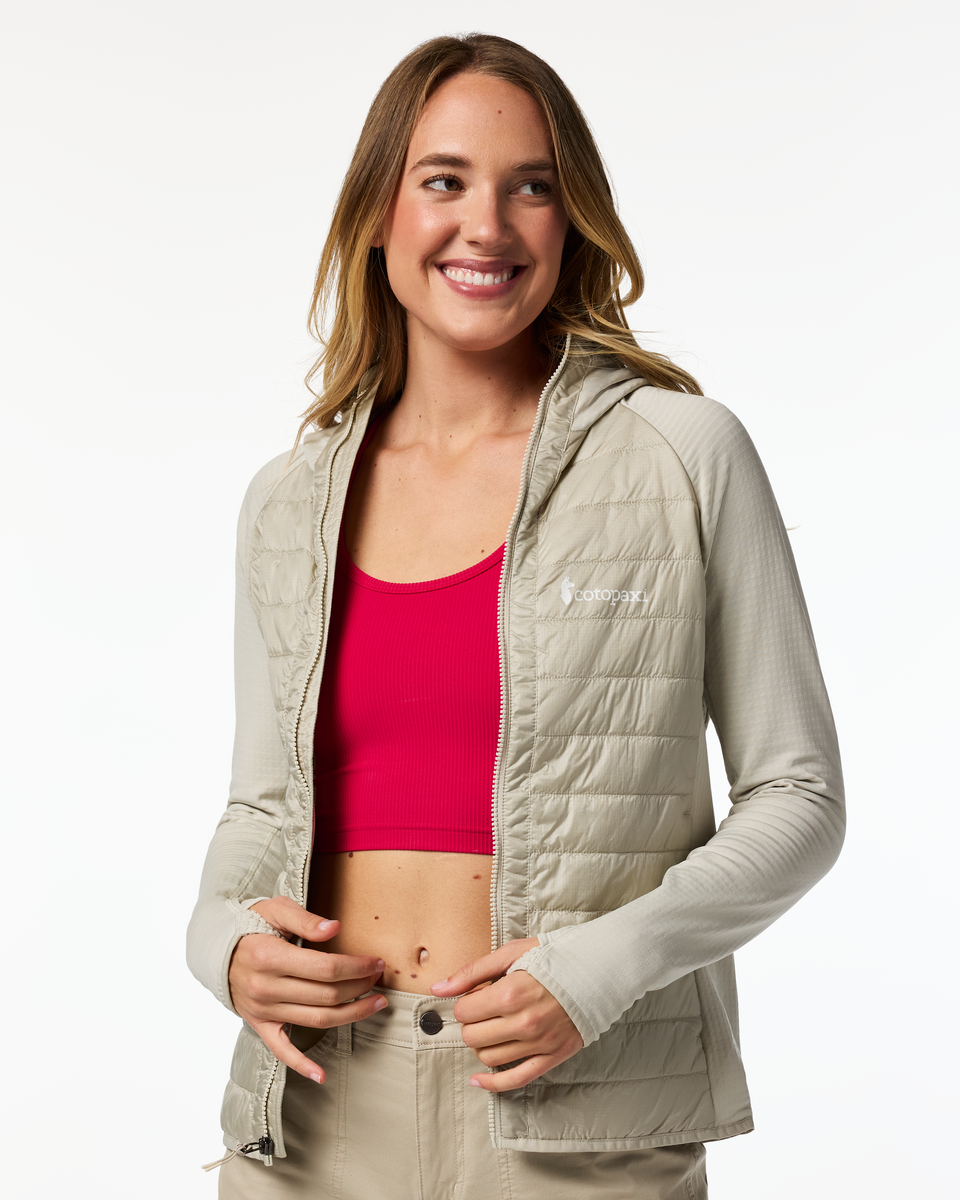 Capa Hybrid Insulated Hooded Jacket - Women's, Mineral, Model Ellen