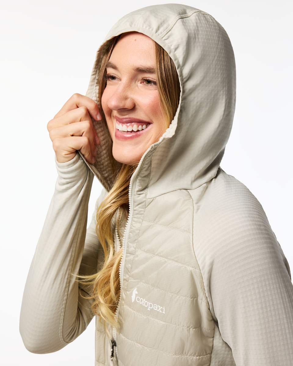 Capa Hybrid Insulated Hooded Jacket - Women's, Mineral, Model Ellen