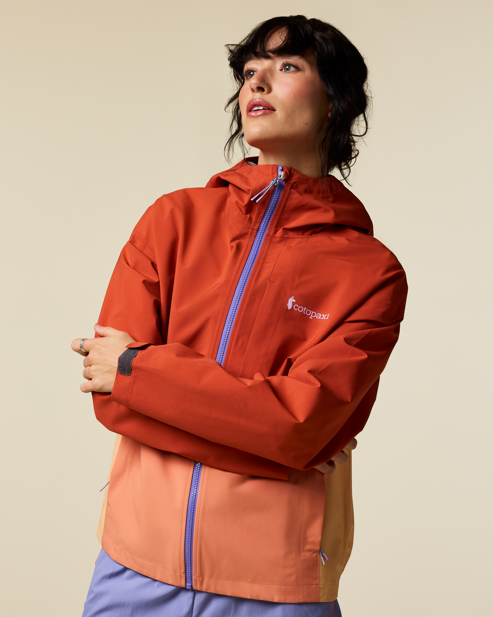 Cielo Rain Jacket - Women's, Chimayo/Grapefruit, Model Lola