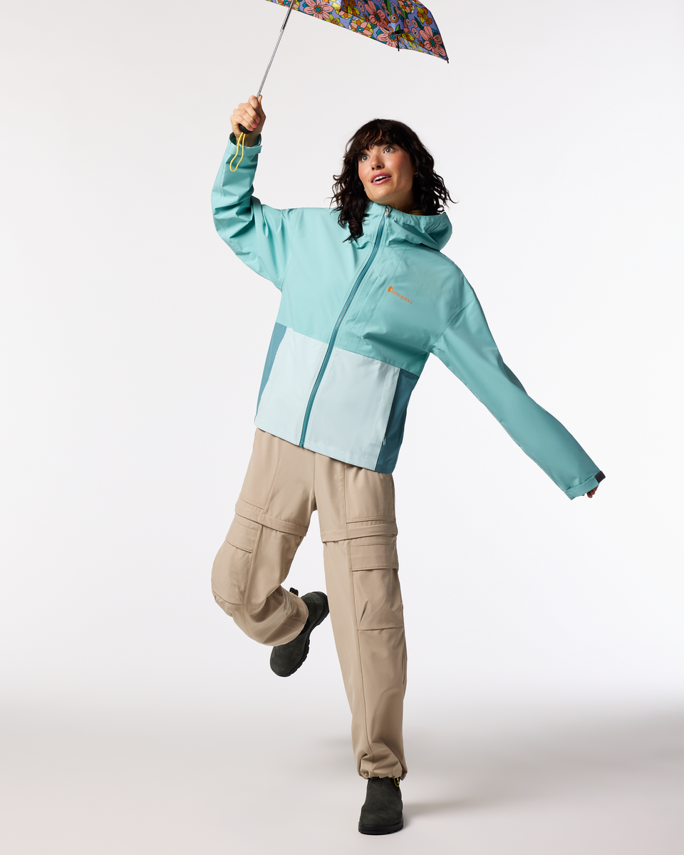 Cielo Rain Jacket - Women's, Tide Pool/Surf, Model Lola