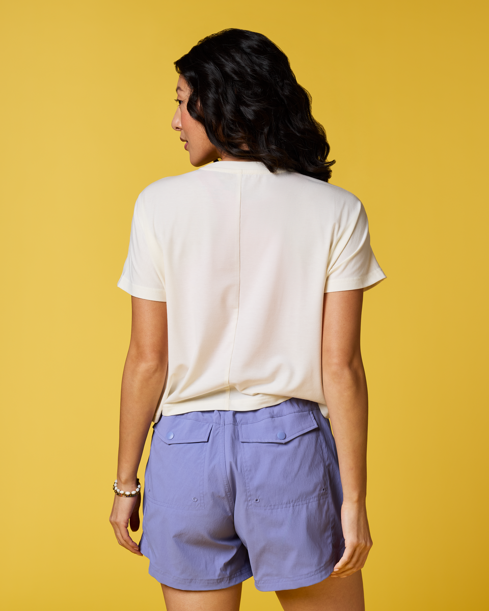 Empaca Boxy T-Shirt - Women's, Bone, Model Tiff