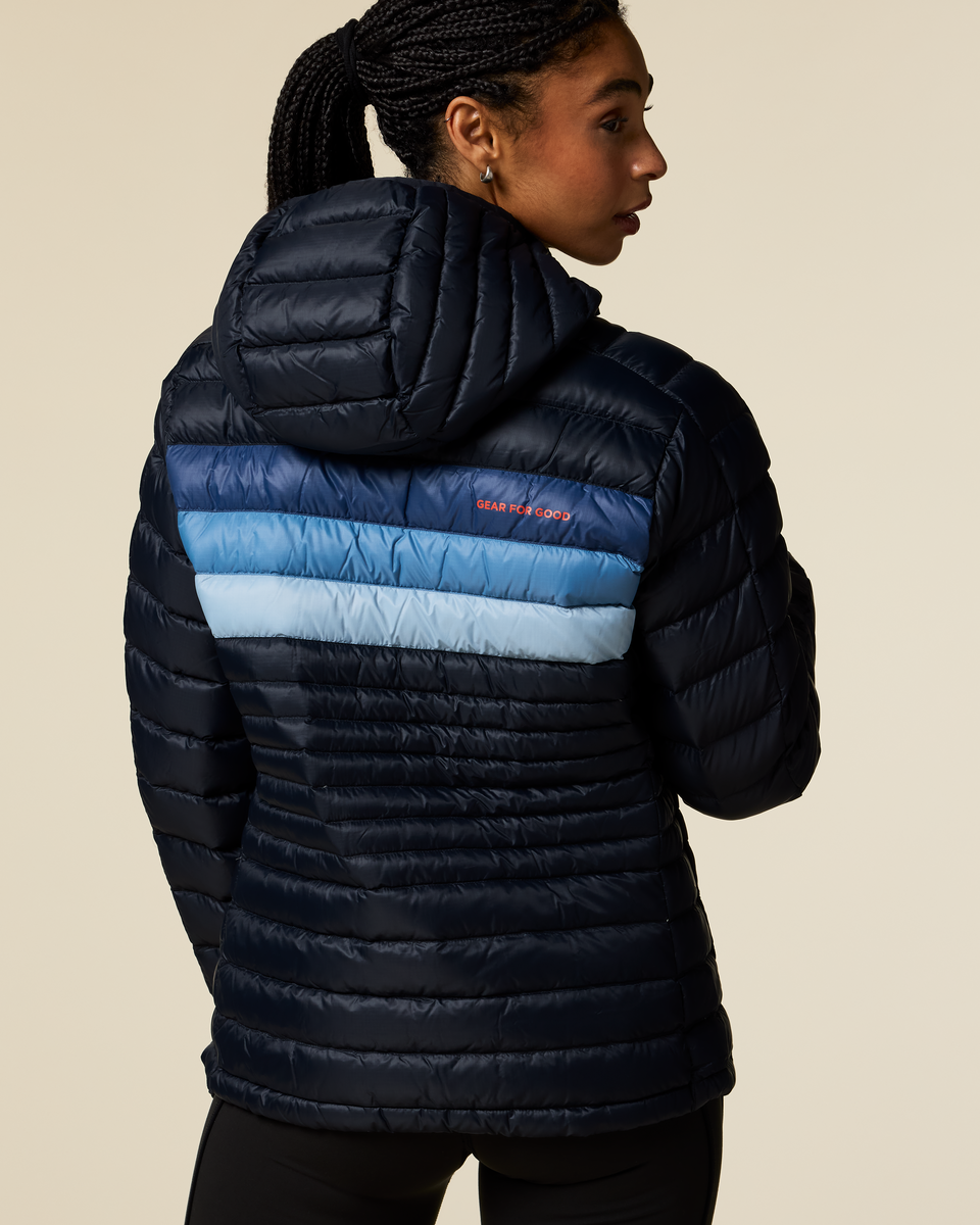 Fuego Down Hooded Jacket - Women's, Carbon Stripes, Model Kalu