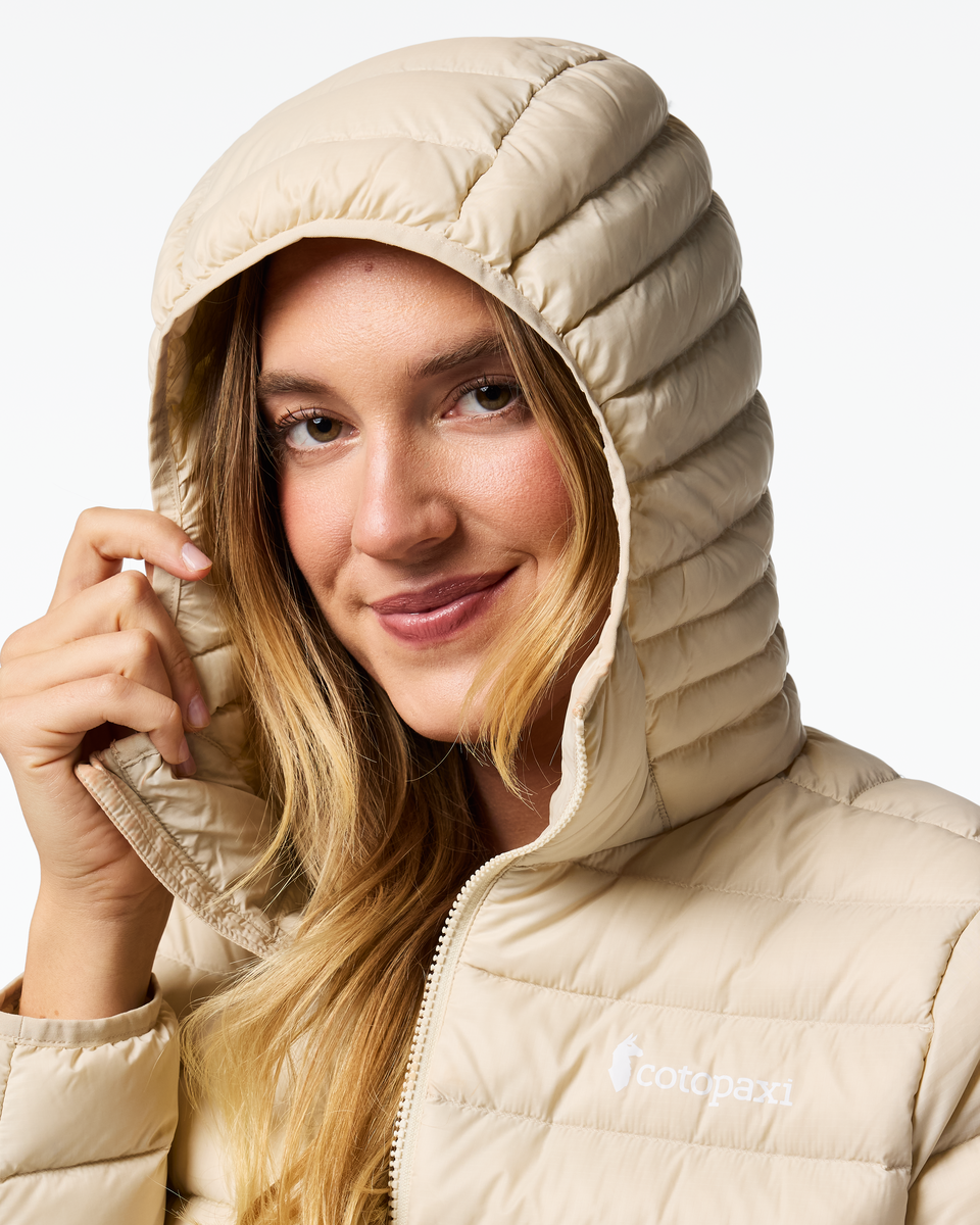 Fuego Down Hooded Jacket - Women's, Cotopaxi Cream, Model Ellen