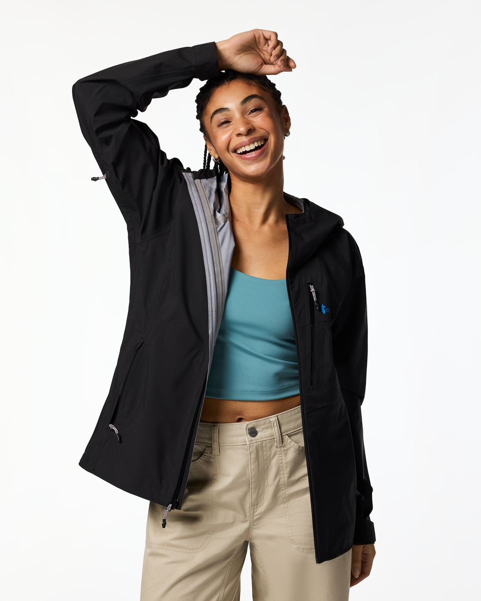 Impermeo 3L Hooded Shell Jacket - Women's, Cotopaxi Black, Model Kalu