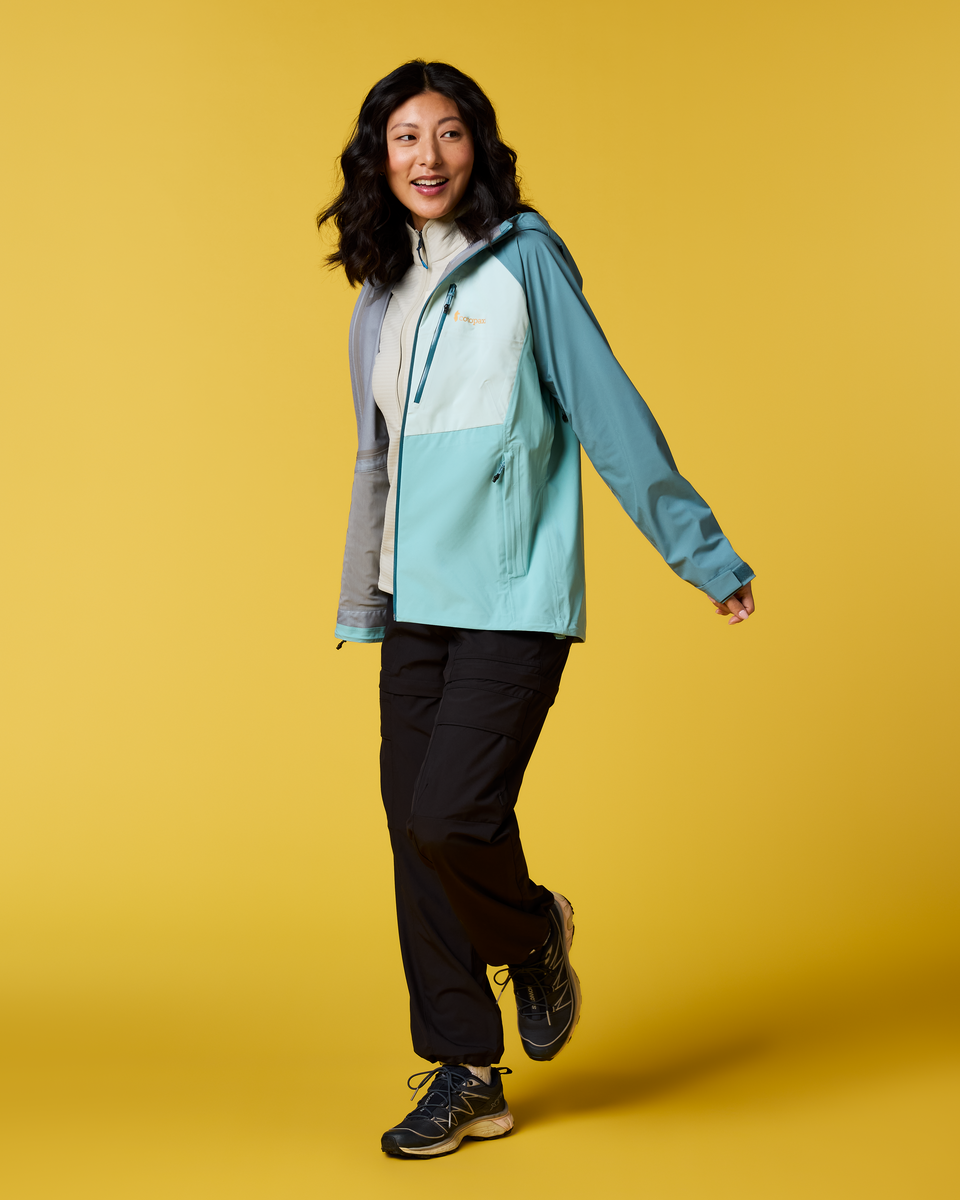 Impermeo 3L Hooded Shell Jacket - Women's, Everglade/Tide Pool, Model Tiff