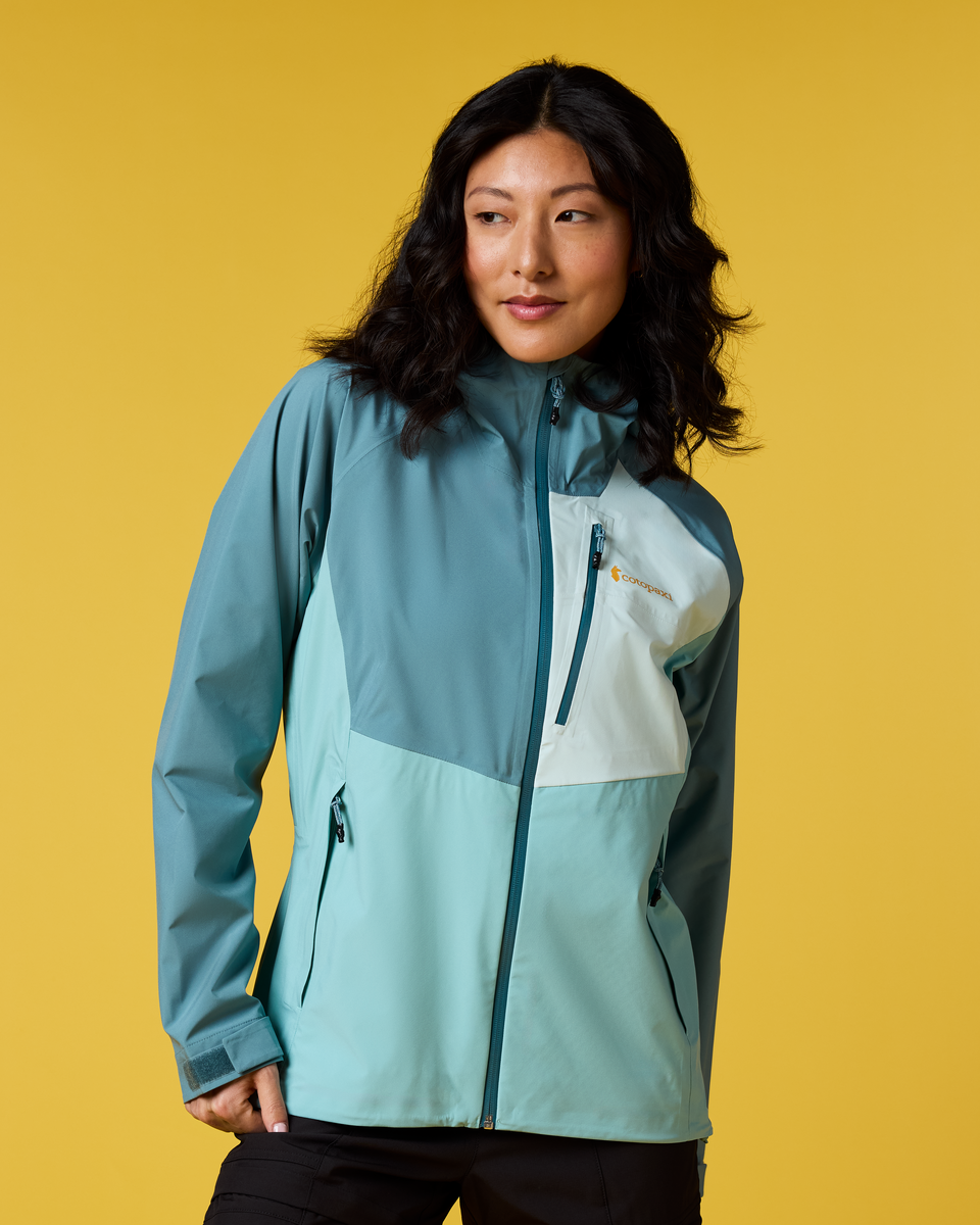 Impermeo 3L Hooded Shell Jacket - Women's, Everglade/Tide Pool, Model Tiff