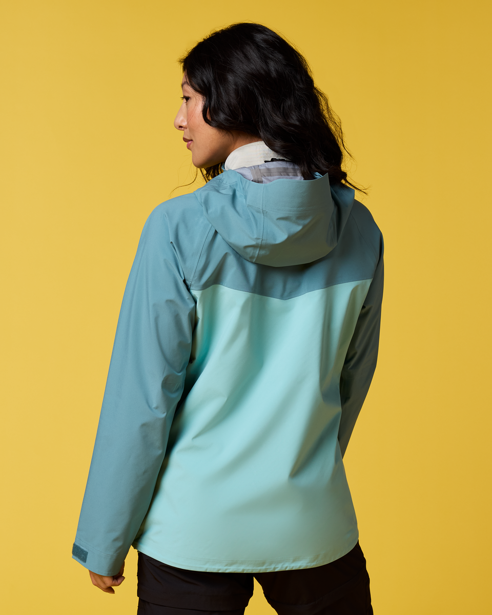 Impermeo 3L Hooded Shell Jacket - Women's, Everglade/Tide Pool, Model Tiff